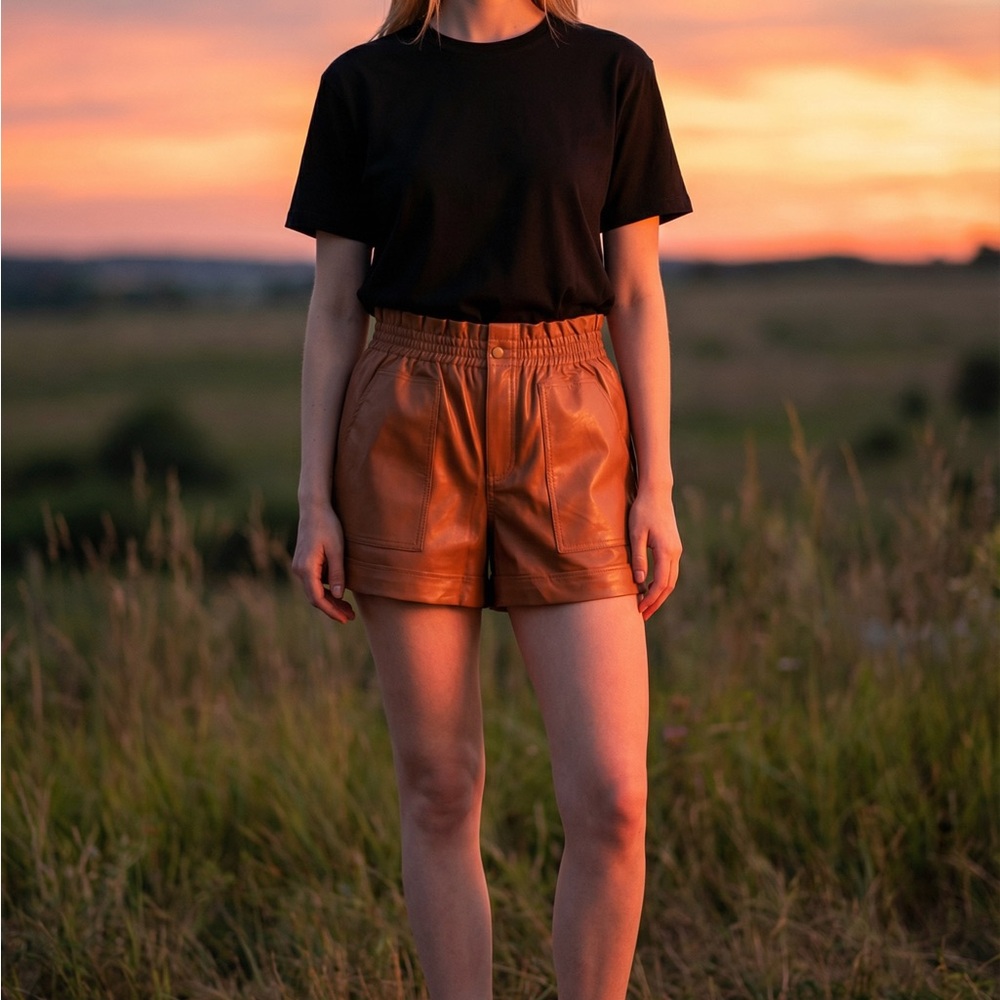 Forever 21 Brown Faux Leather High-Waist Shorts